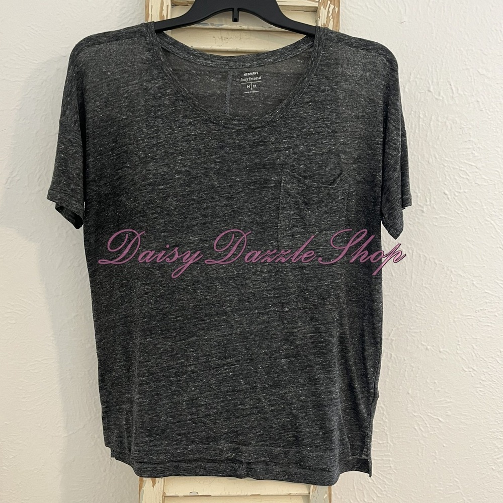Old Navy Boyfriend Top T Shirt Sz Medium Gray Sheer  Short Sleeve